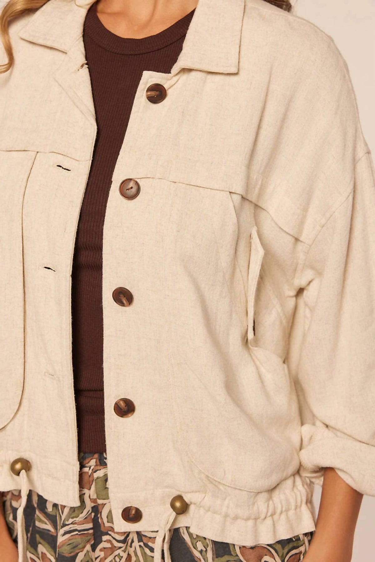 Jessie Linen Blend Jacket In Beige
