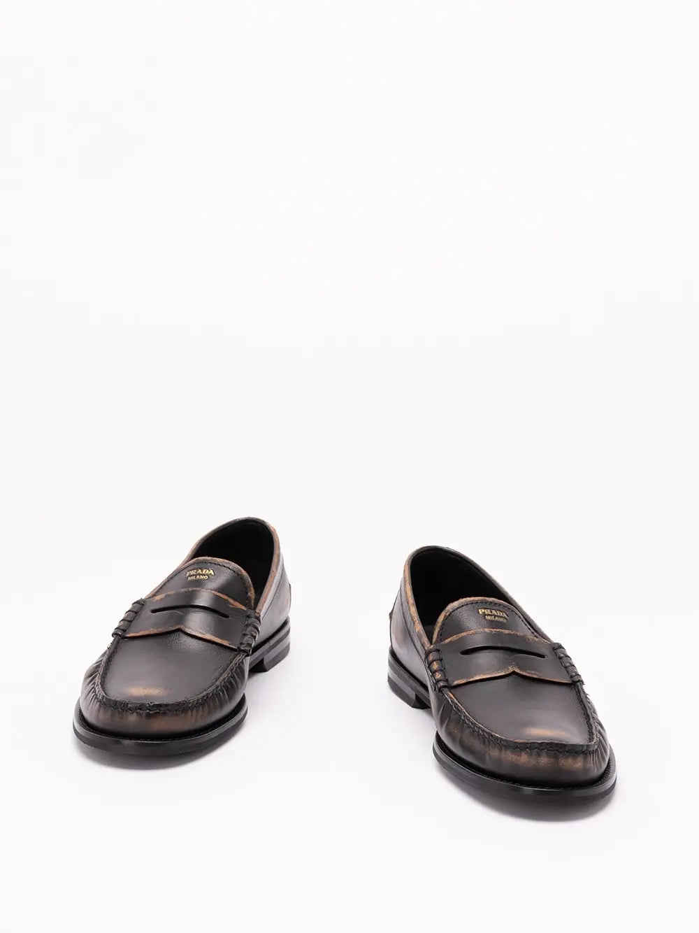 Prada Men Antiqued Leather Loafers