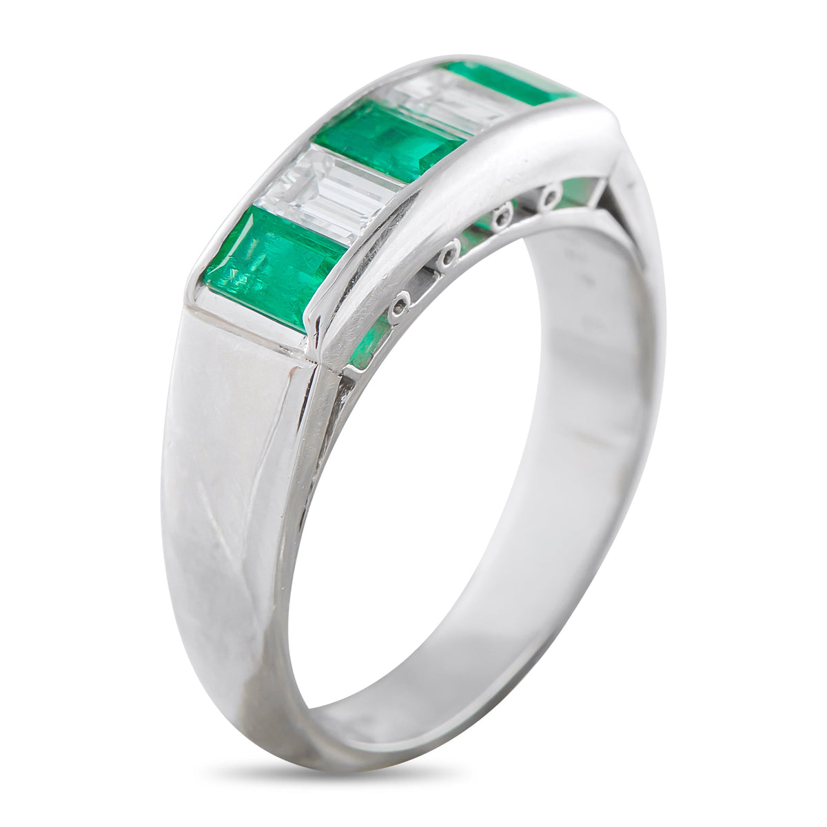 LB Exclusive Platinum 0.45ct Diamond and Emerald Ring MF02-041026