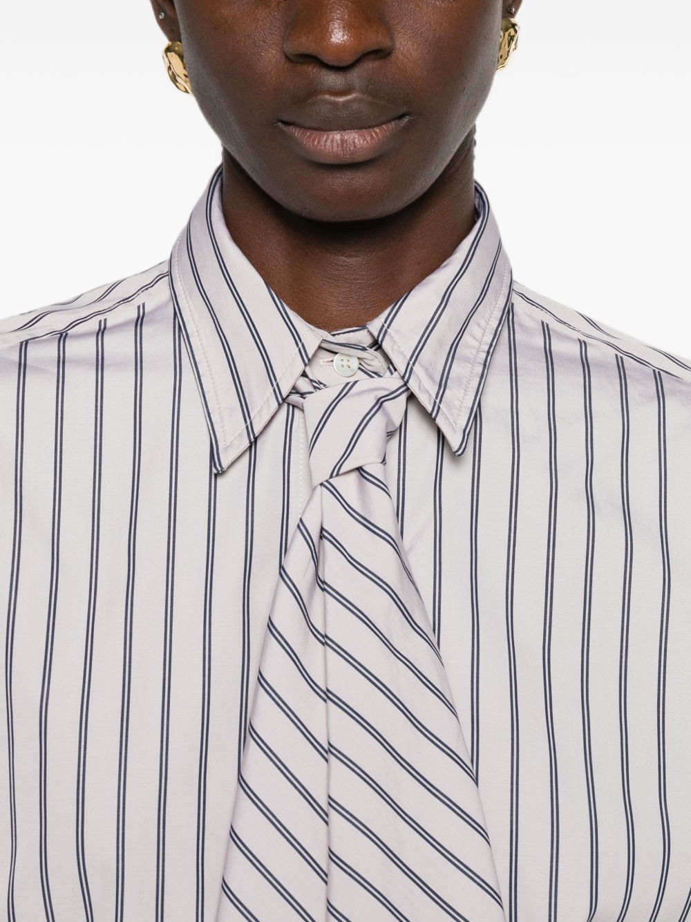 Brunello Cucinelli Women Striped Cotton Shirt
