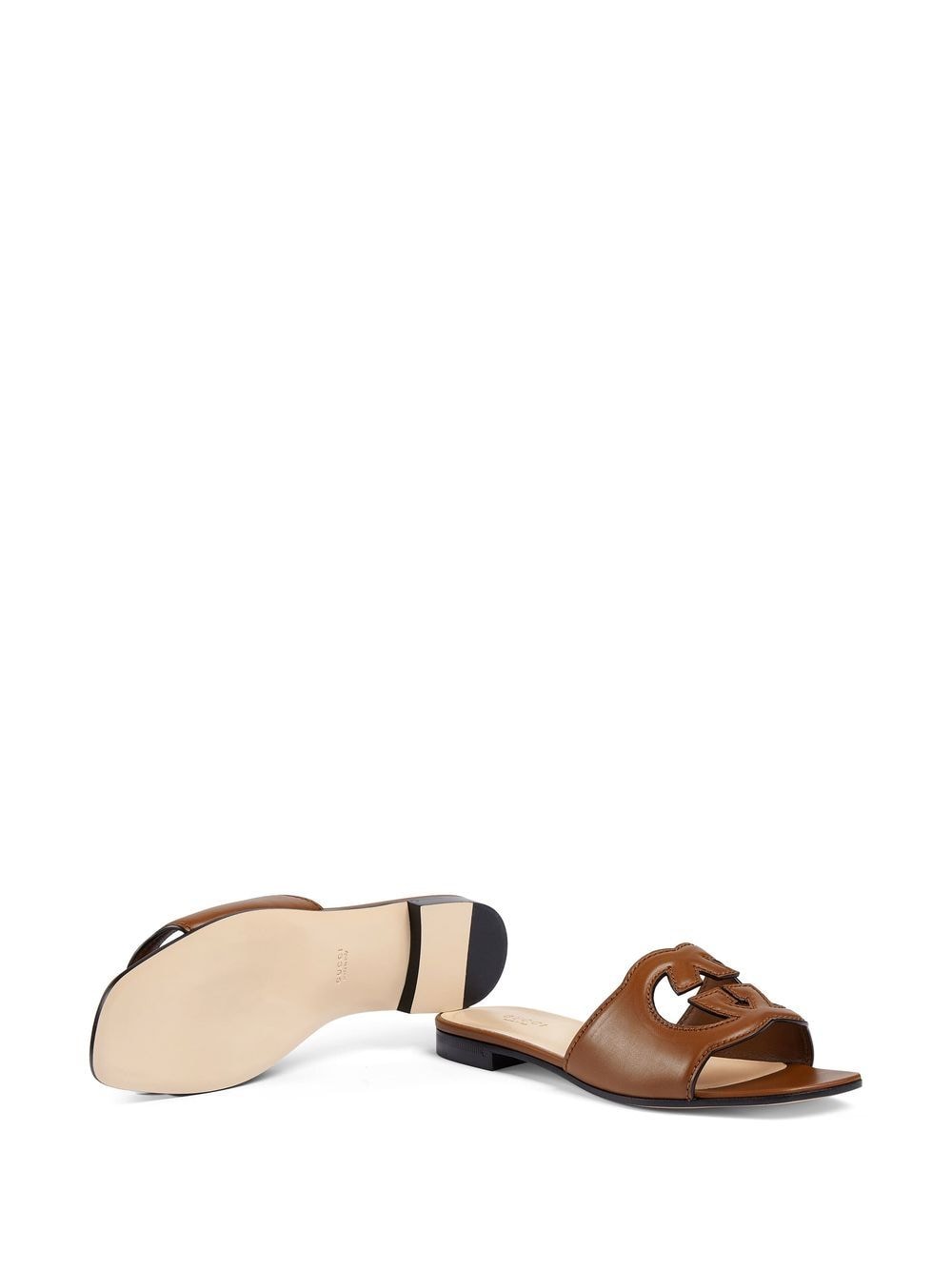 Gucci Women Gucci Cut Leather Flat Sandals