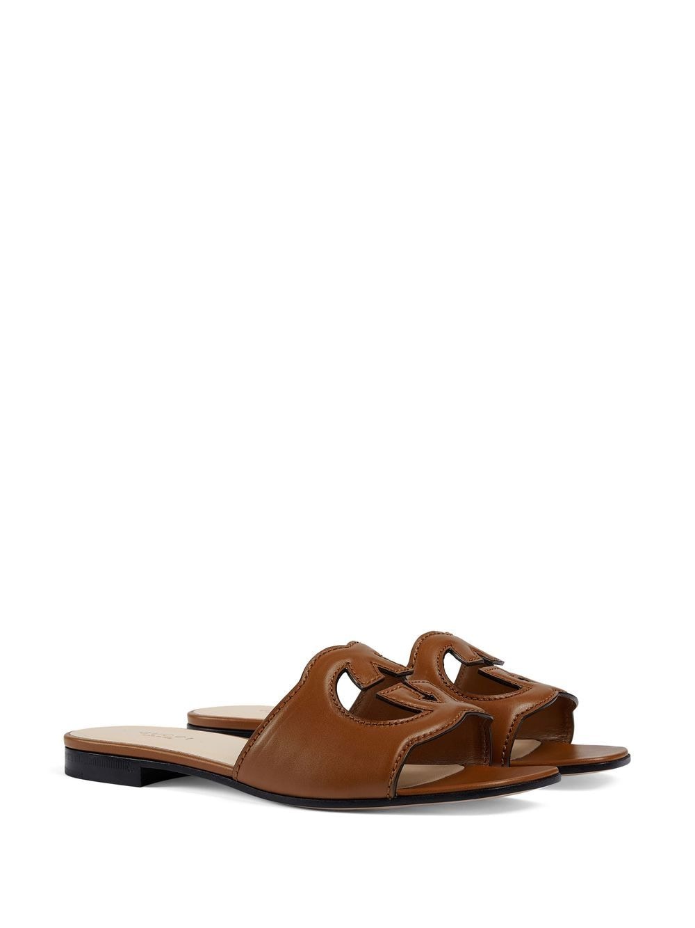Gucci Women Gucci Cut Leather Flat Sandals