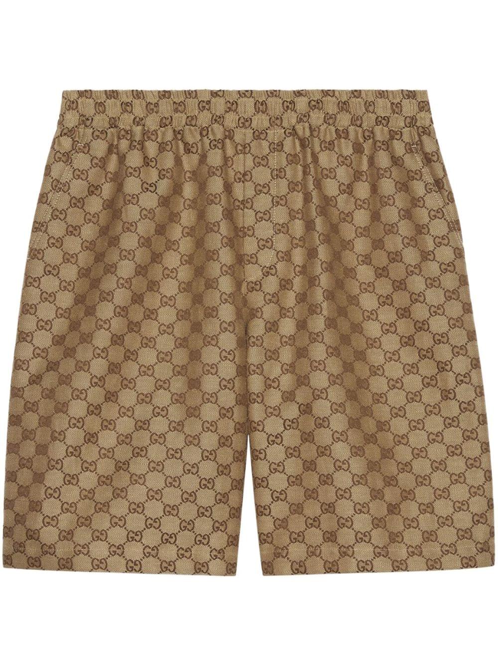 Gucci Men Gg Supreme Linen Shorts