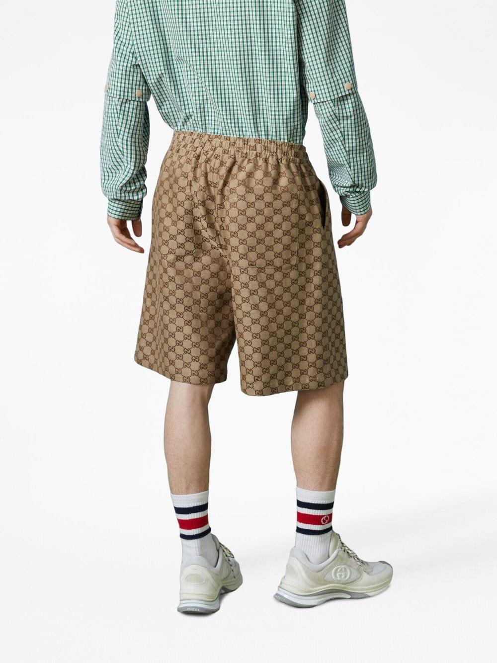 Gucci Men Gg Supreme Linen Shorts