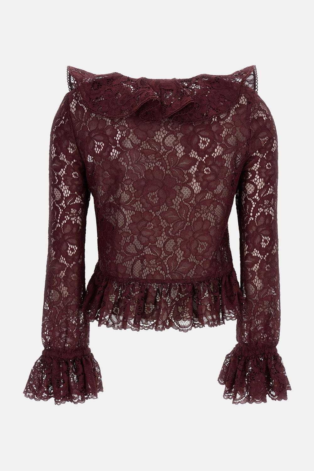 Self-Portrait Women Lace Ruffle Top
