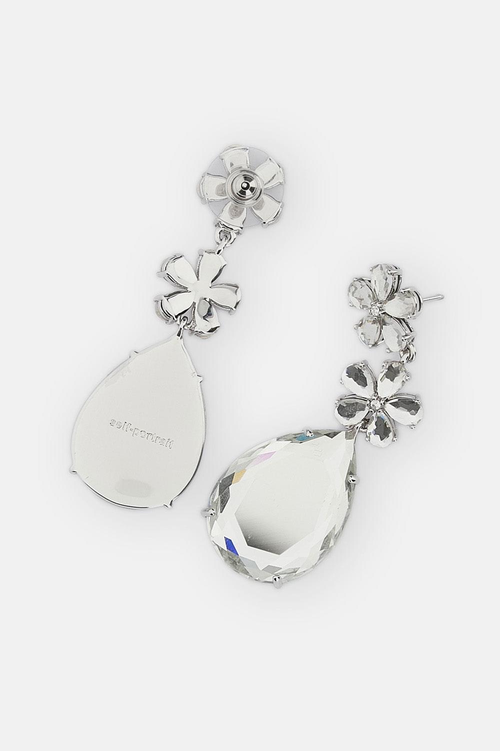 Self-Portrait Women Crystal Flower Tiered Earrings