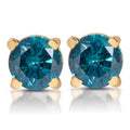 1/3ct Blue Diamond Studs 14 Karat Yellow Gold
