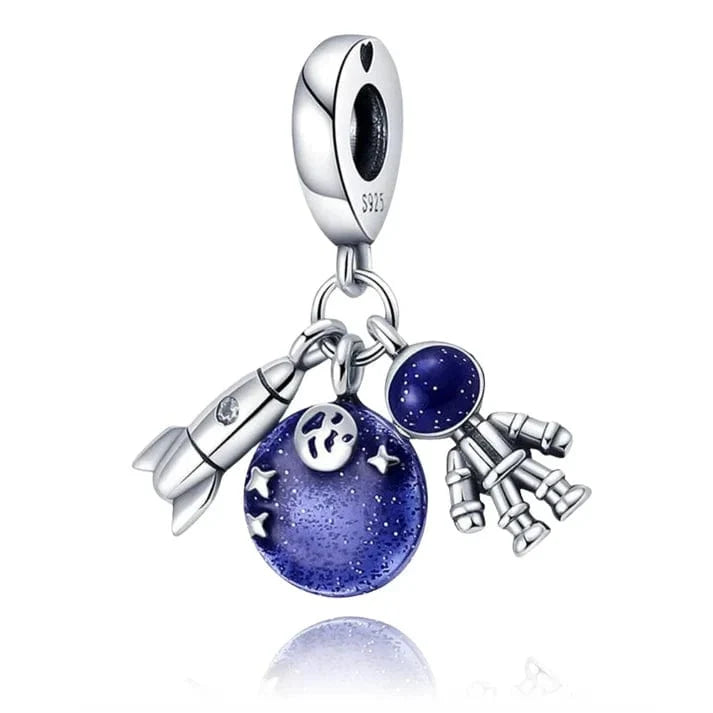 Galactic Rocket, Planet, and Astronaut Charm