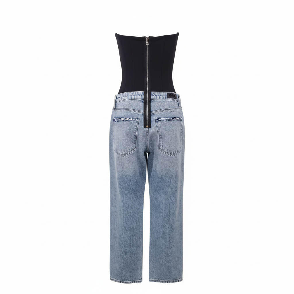 RTA CORSET DENIM JUMPSUIT - SIZE XS