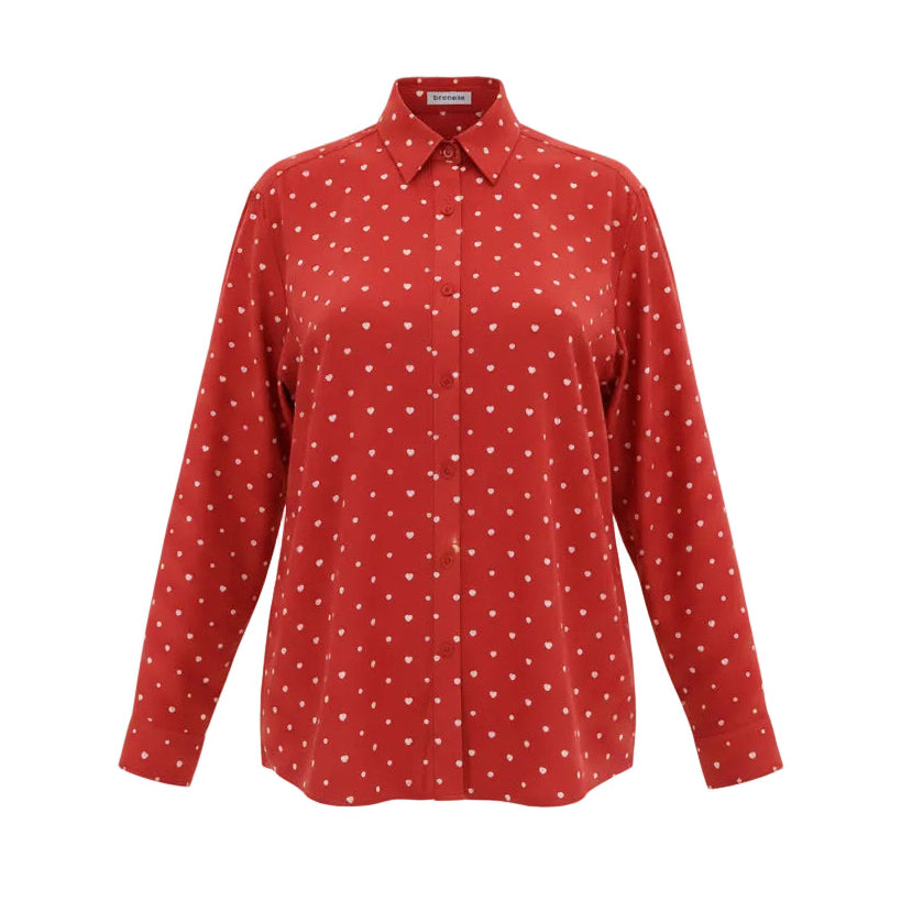 BALENCIAGA OVERSIZED RED HEART BLOUSE - SIZE 32