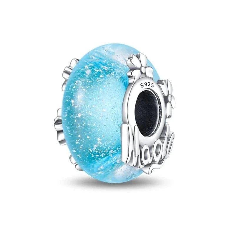 Glow in the Dark Luminous Blue Murano Charm