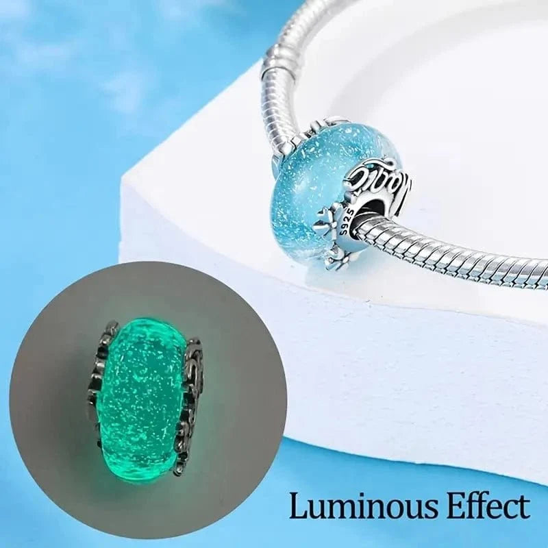 Glow in the Dark Luminous Blue Murano Charm