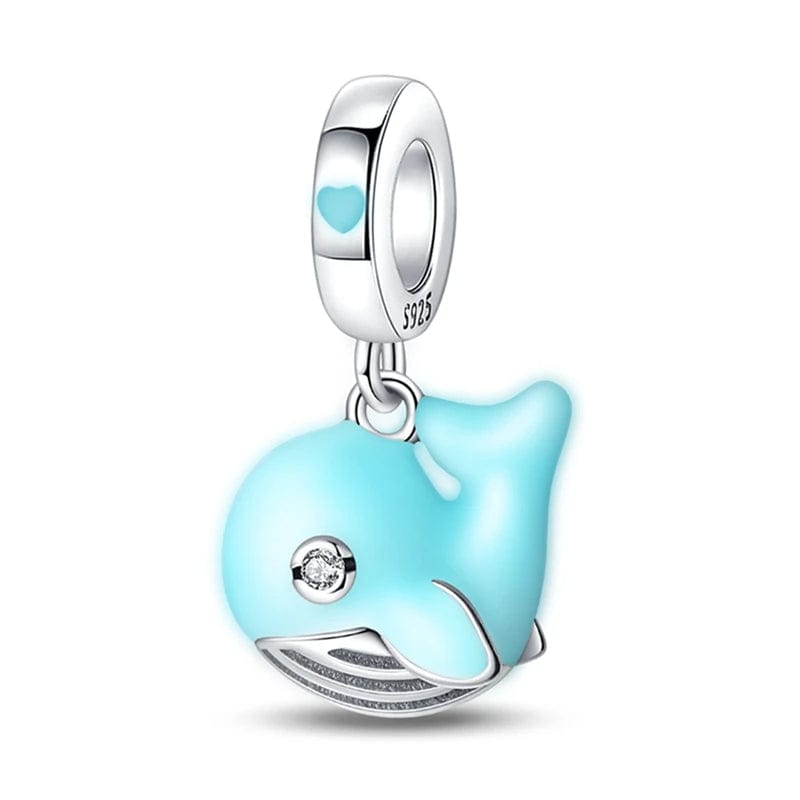 Turquoise-colored Whale Dangle Charm