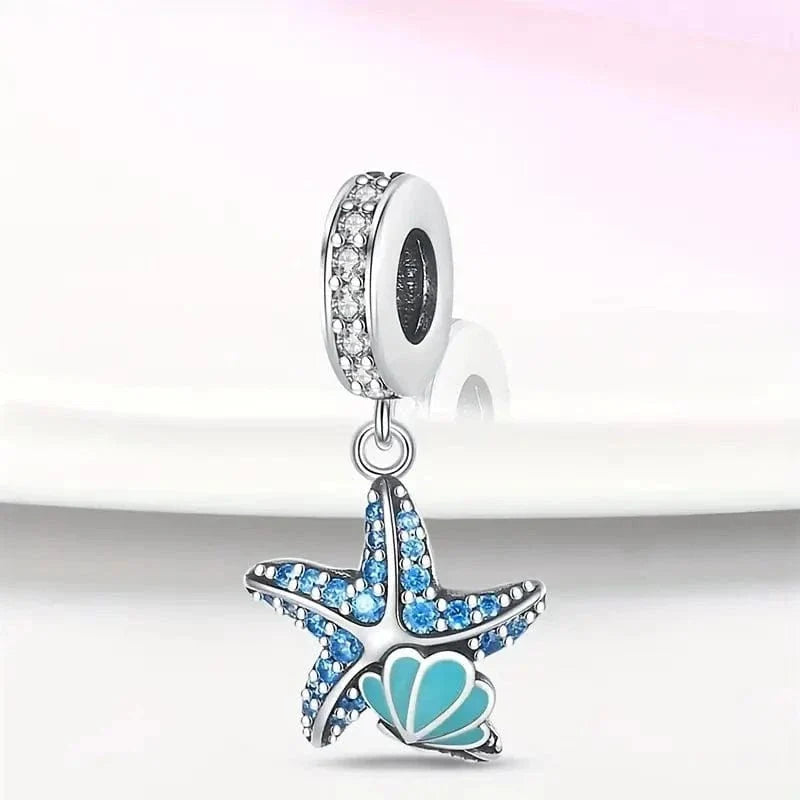 Sparkling Blue Starfish Dangle Charm