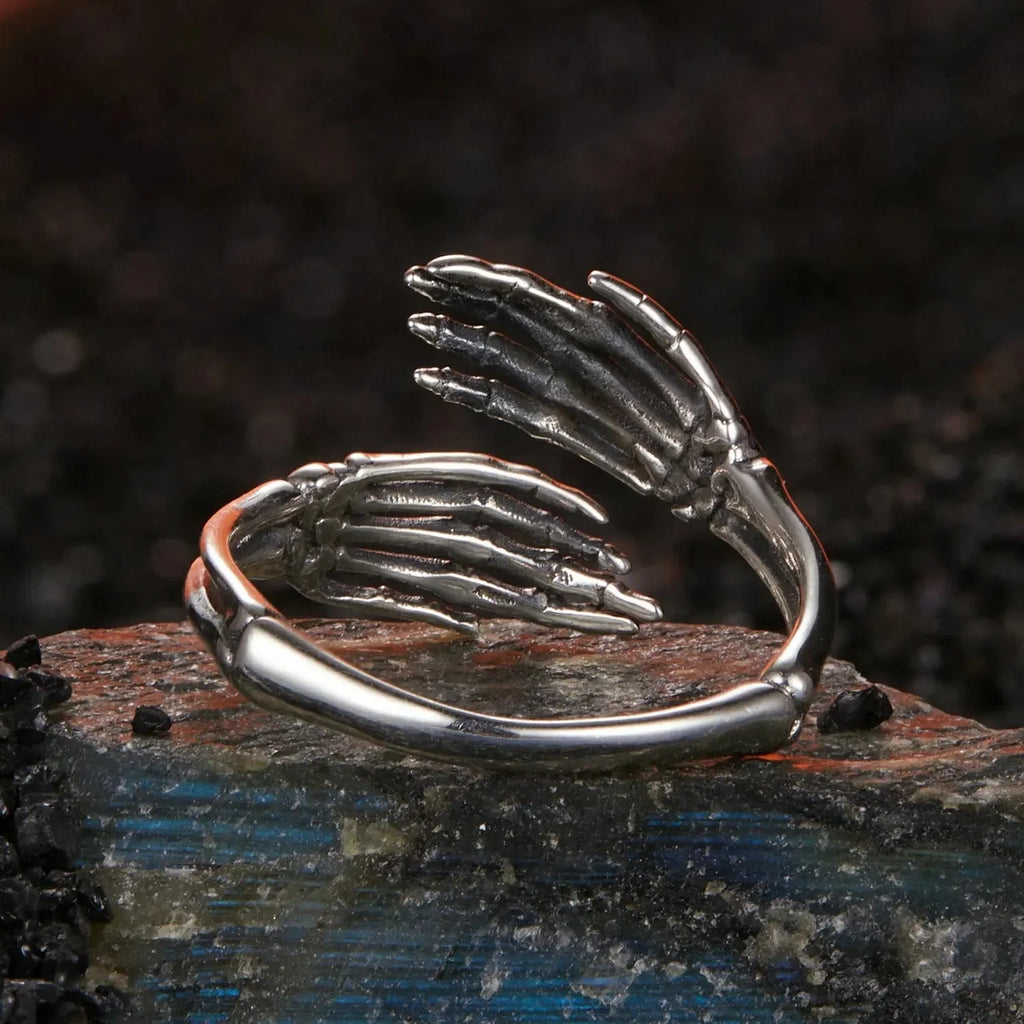 Halloween Skeleton Hands Hug Adjustable Ring