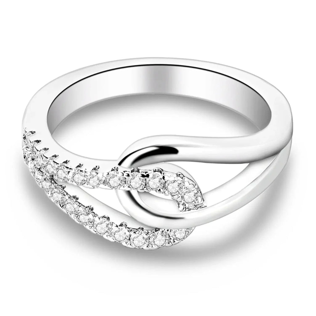 Infinity Loop Ring with Crystals