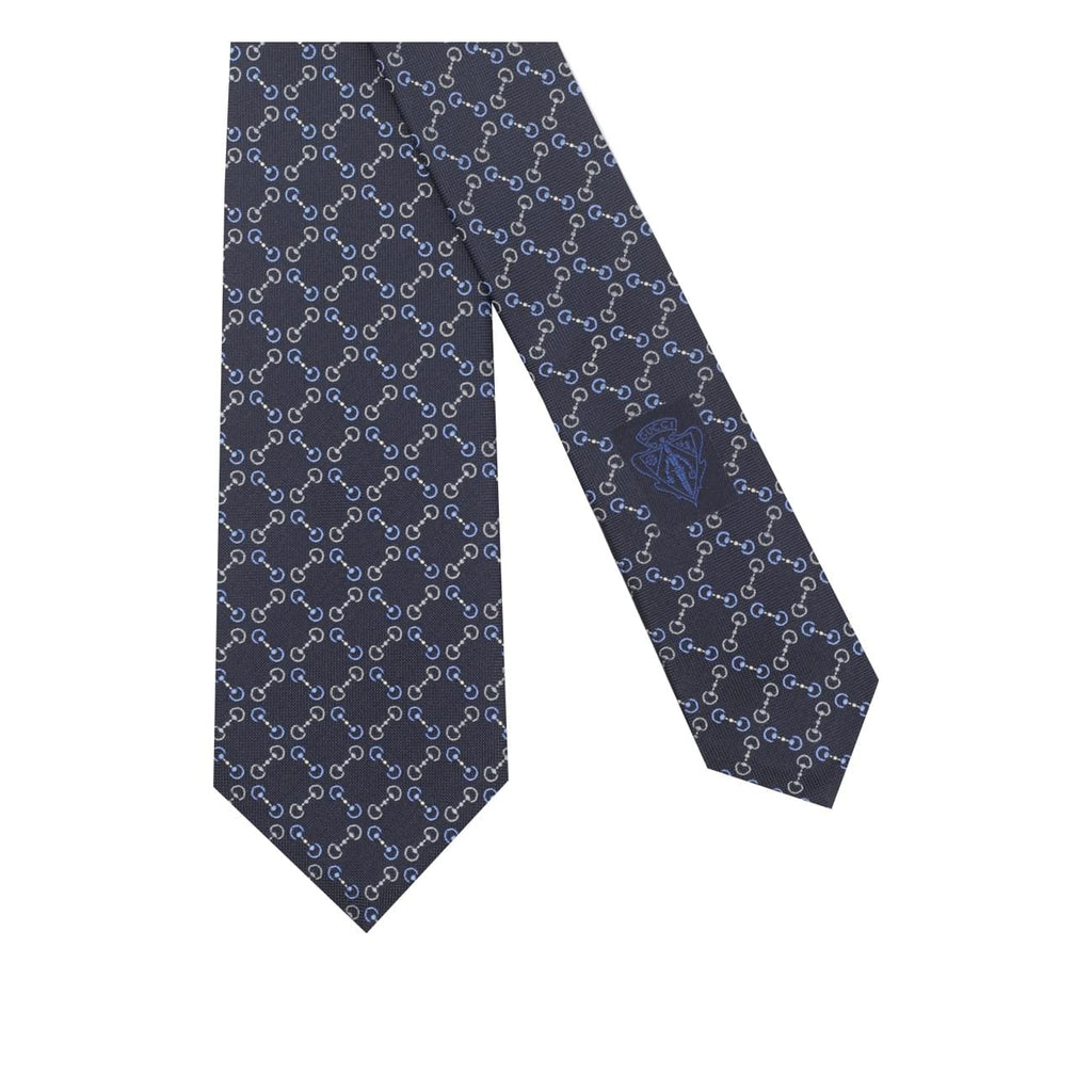 Gucci Men Jacquard Silk Tie With Clamp
