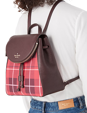Kate Spade New York Leila Plaid Medium Flap Backpack