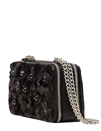 Kate Spade New York Neve Shearling Embellished Chain Double Zip Crossbody