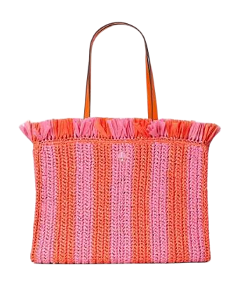 Kate Spade New York Sam Stripe Straw Large Tote