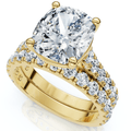 Certified 4Ct Cushion Diamond Engagement Wedding Ring Set 14k Gold/PT Lab Grown