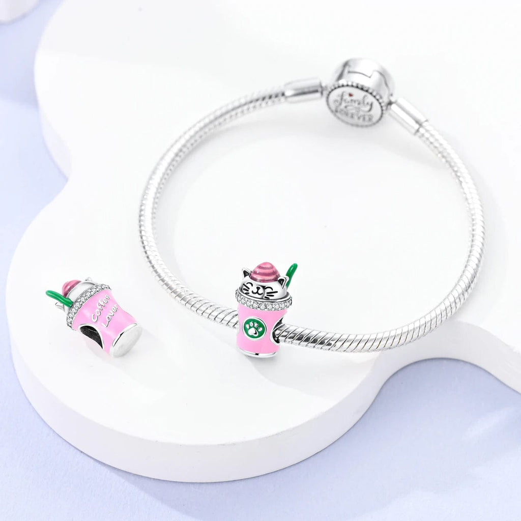 Lucky Cat Coffee Cup Charm