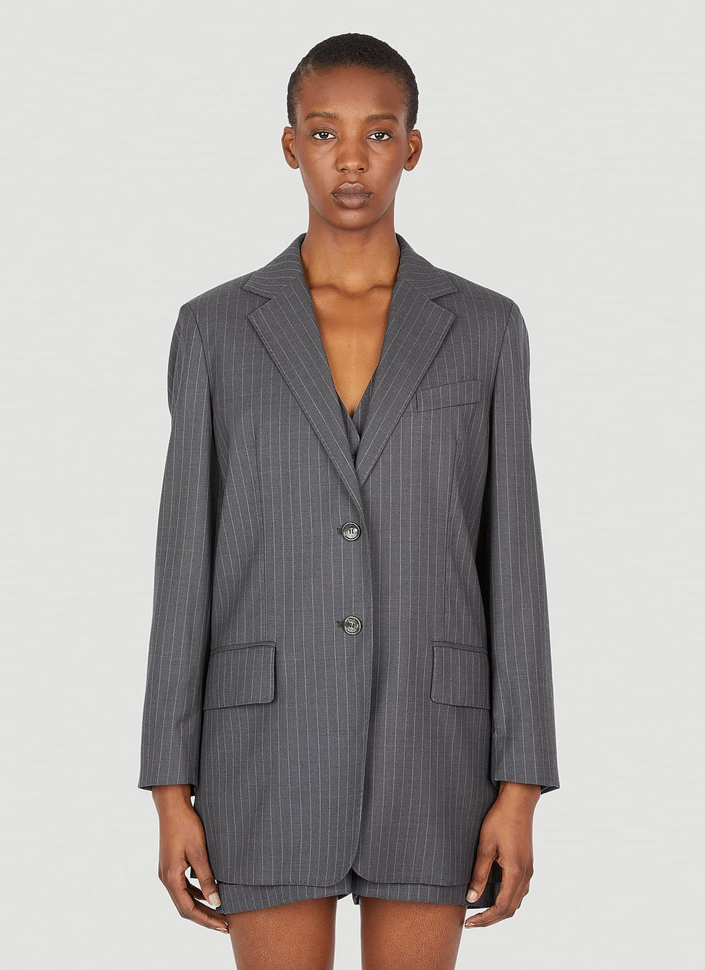 Max Mara Women Pinstriped Wool Blazer