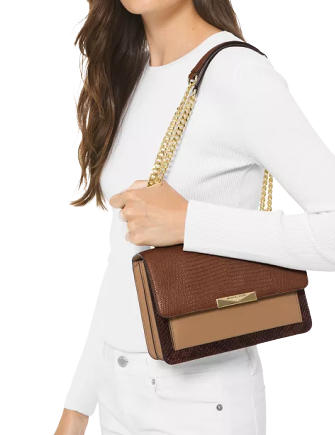 Michael Michael Kors Jade Large Gusset Leather Shoulder Bag