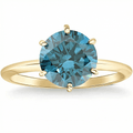 2Ct Blue Diamond Solitaire Engagement Ring in 14k White or Yellow Gold Lab Grown