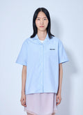 Miu Miu Women Short-Sleeve Cotton Poplin Shirt