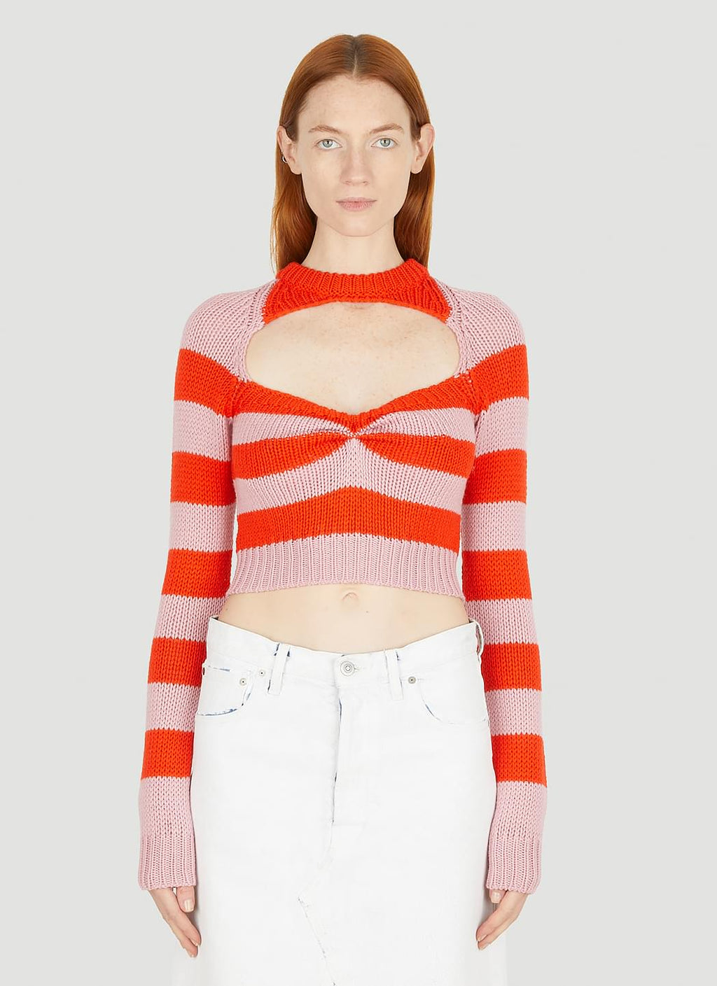 Marni Women Cut Out Striped Knit Top