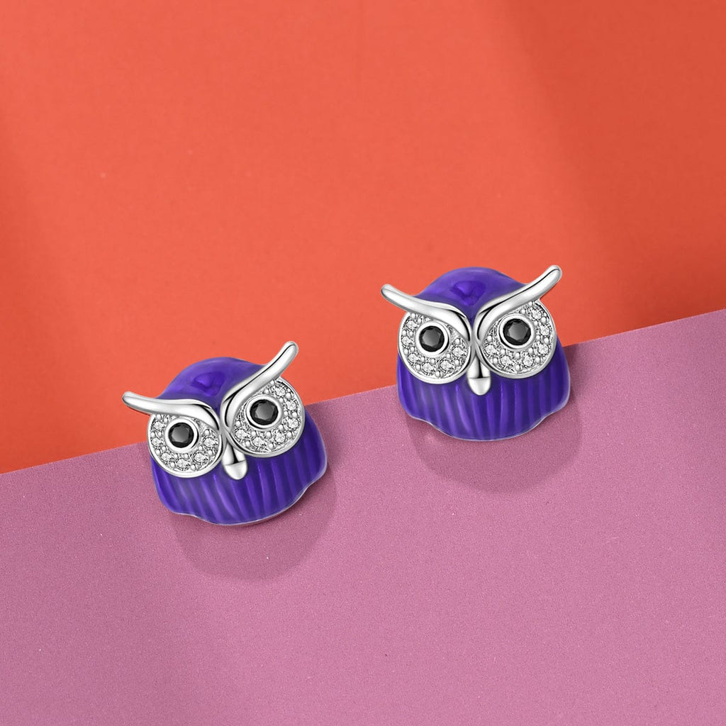 Mystical Night Owl Crystal Stud Earrings