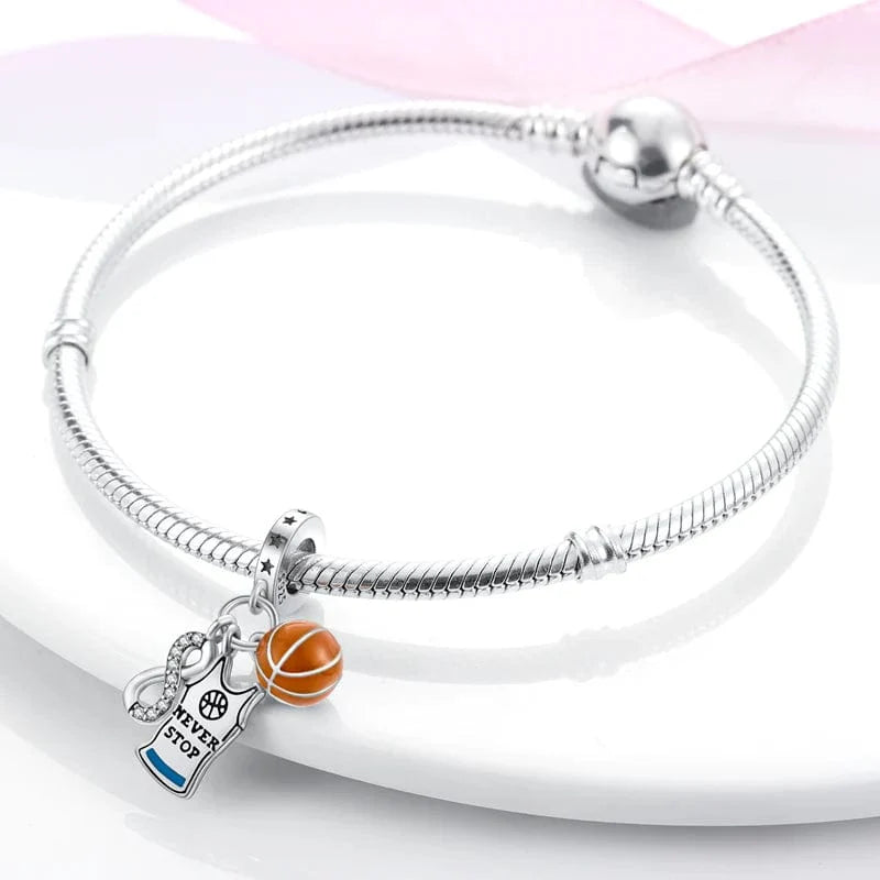 Never Give Up Basketball Dangle Charm