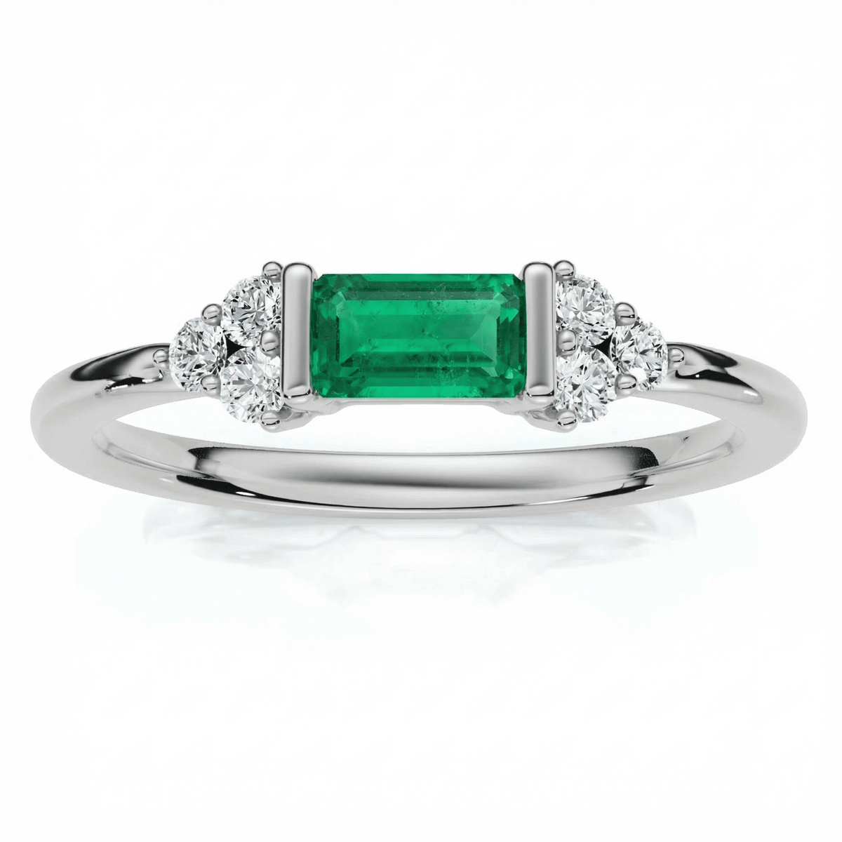 1/3Ct Thin Emerald Diamond Stackable Wedding Ring 14k Gold Lab Grown