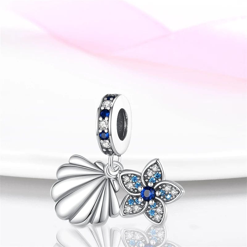 Ocean Clam Shell Flower Dangle Charm