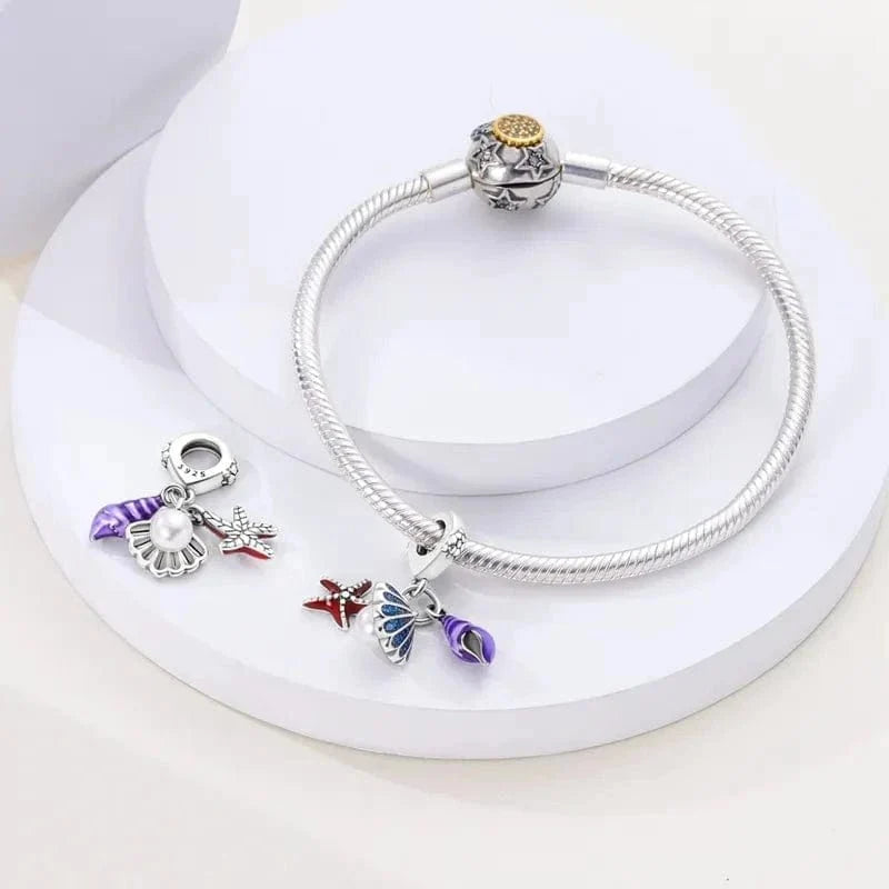 Ocean Seashell Starfish Triple Dangle Charm