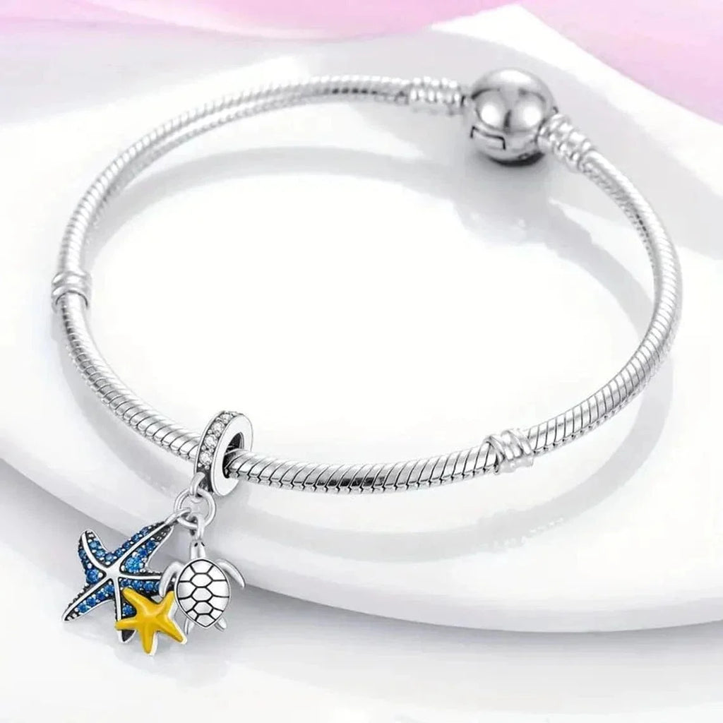 Ocean Starfish and Turtle Triple Dangle Charm