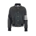 Thom Browne Men Oversized Leather Bomber With 4-Bar