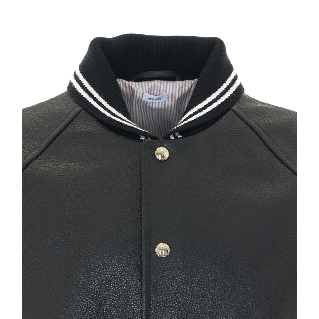 Thom Browne Men Oversized Leather Bomber With 4-Bar