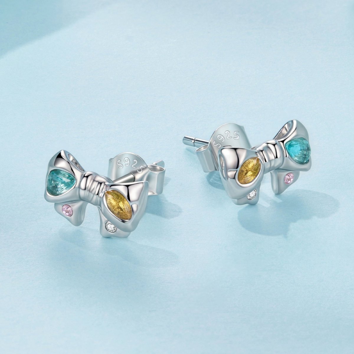 Rainbow Bow Stud Earrings