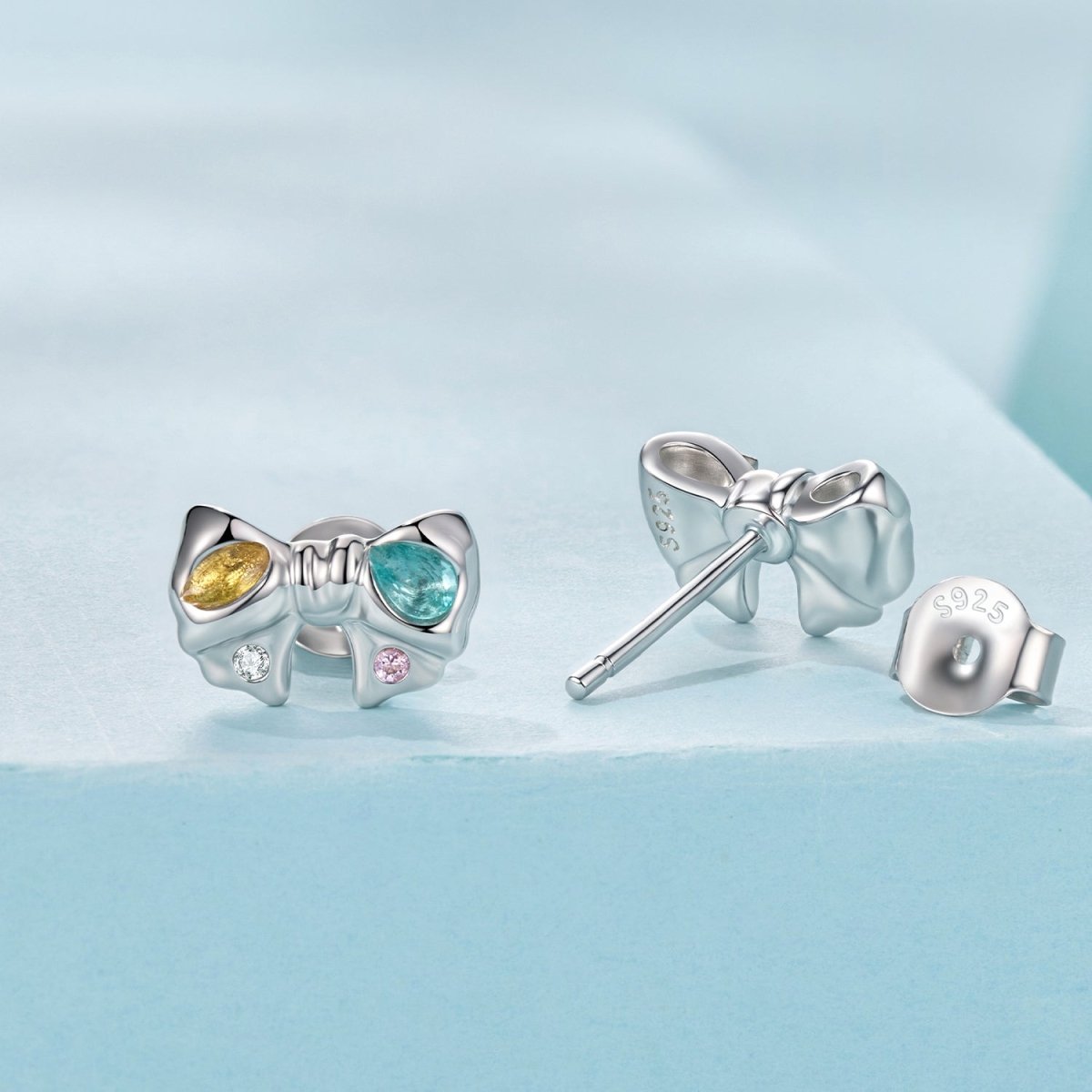 Rainbow Bow Stud Earrings