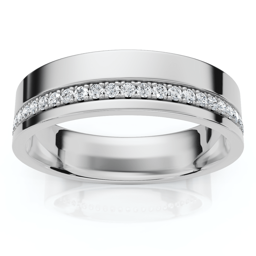 Men's Diamond Wedding Ring High Polished 14k Gold or Platinum Lab Grown
