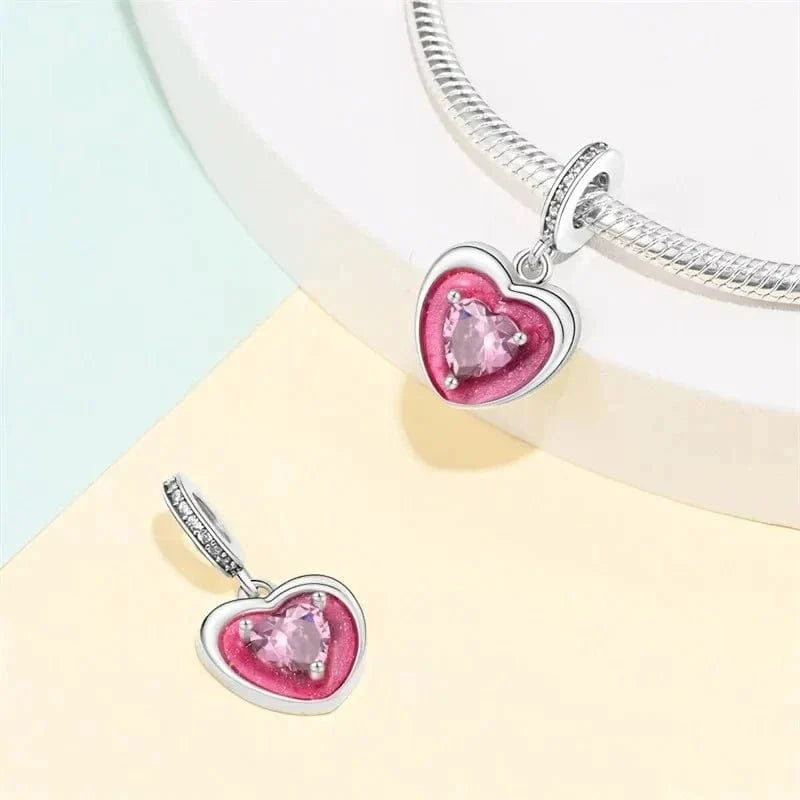 Shining Pink Heart Charm