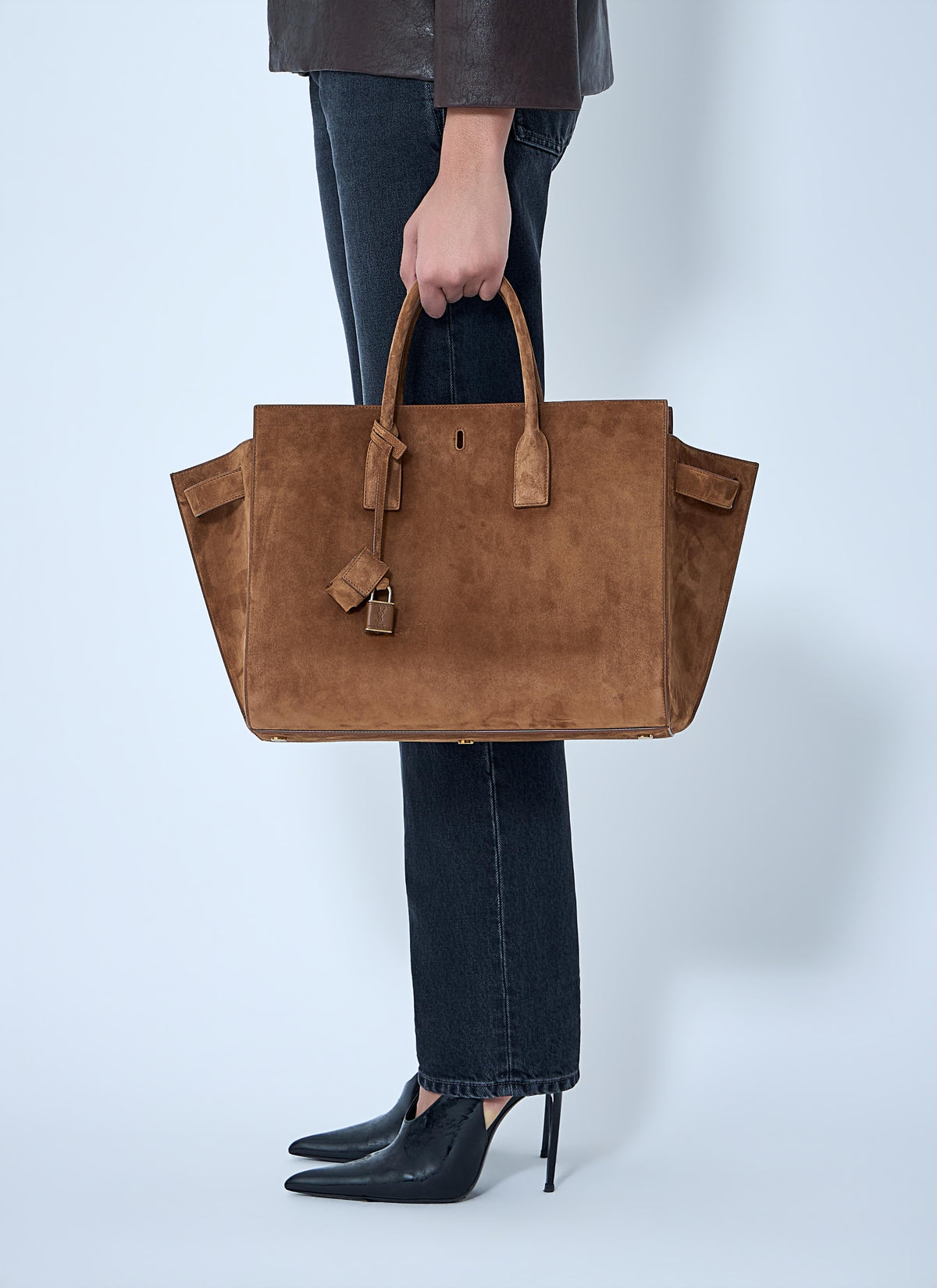 Saint Laurent Women Sac De Jour Suede Handbag