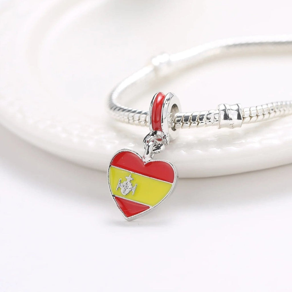 Spain Heart Flag Dangle Charm