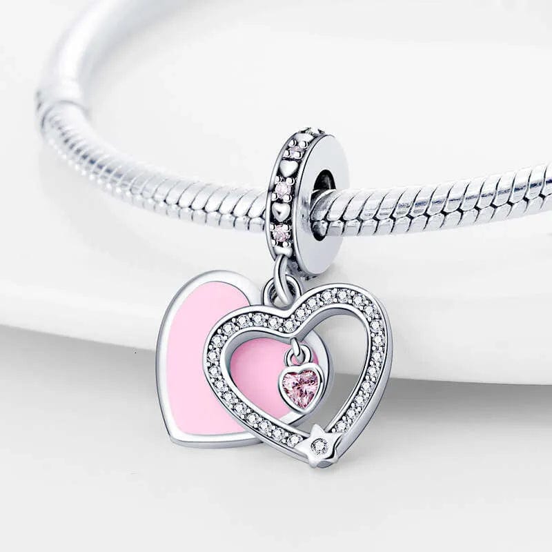 Sparkling Pink Heart Charm