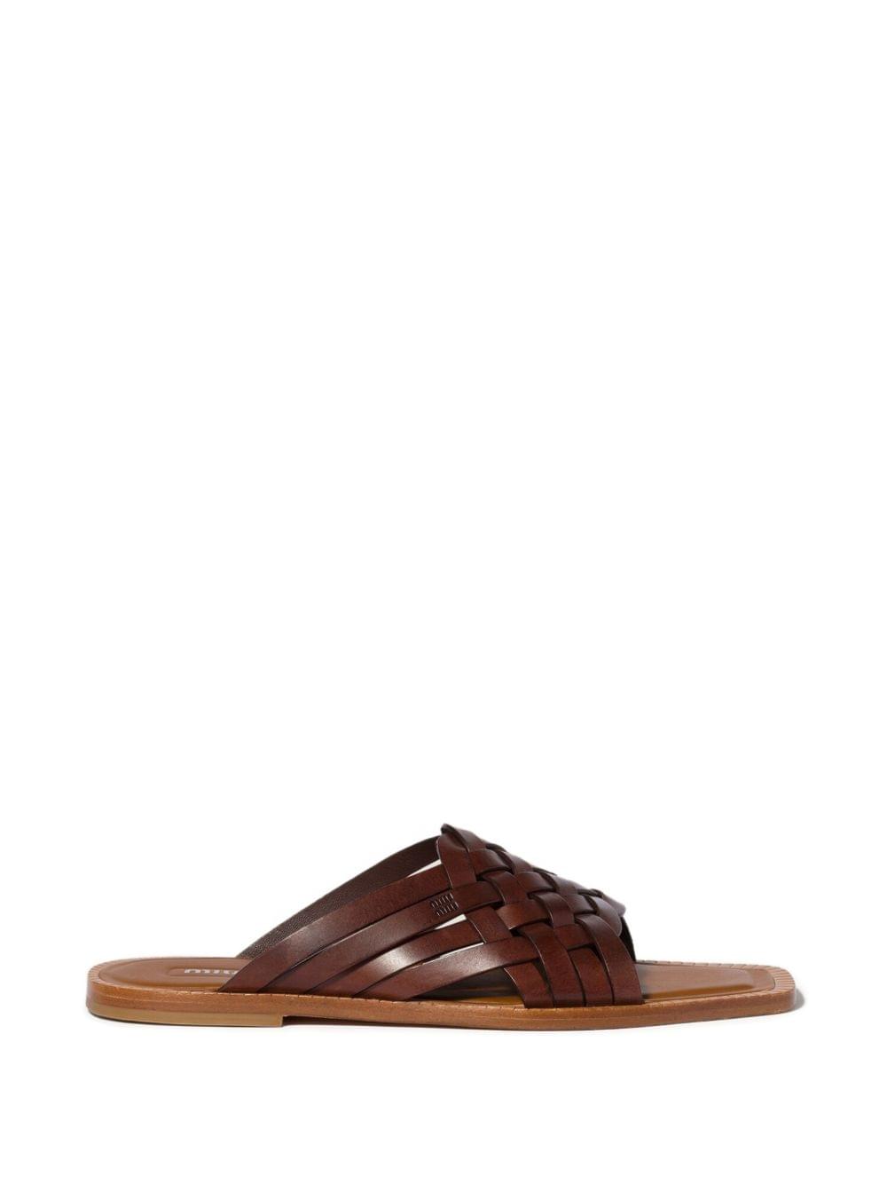 Miu Miu Women Leather Flat Sandals