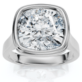 Ceritifed 4Ct Eloise Cushion Cut Bezel Set Diamond Engagement Ring 14k Gold Lab