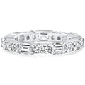 3Ct Emerald & Round Cut Diamond Eternity Wedding Ring 14k Gold Lab Grown