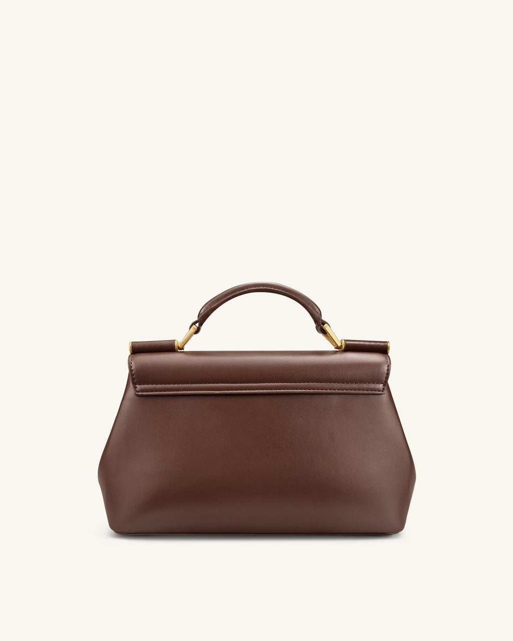 Audrey Flap Lock Top Handle Bag - Brown